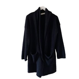 RD Style Black Oversized Soft Plush Cardigan Open Front Longline